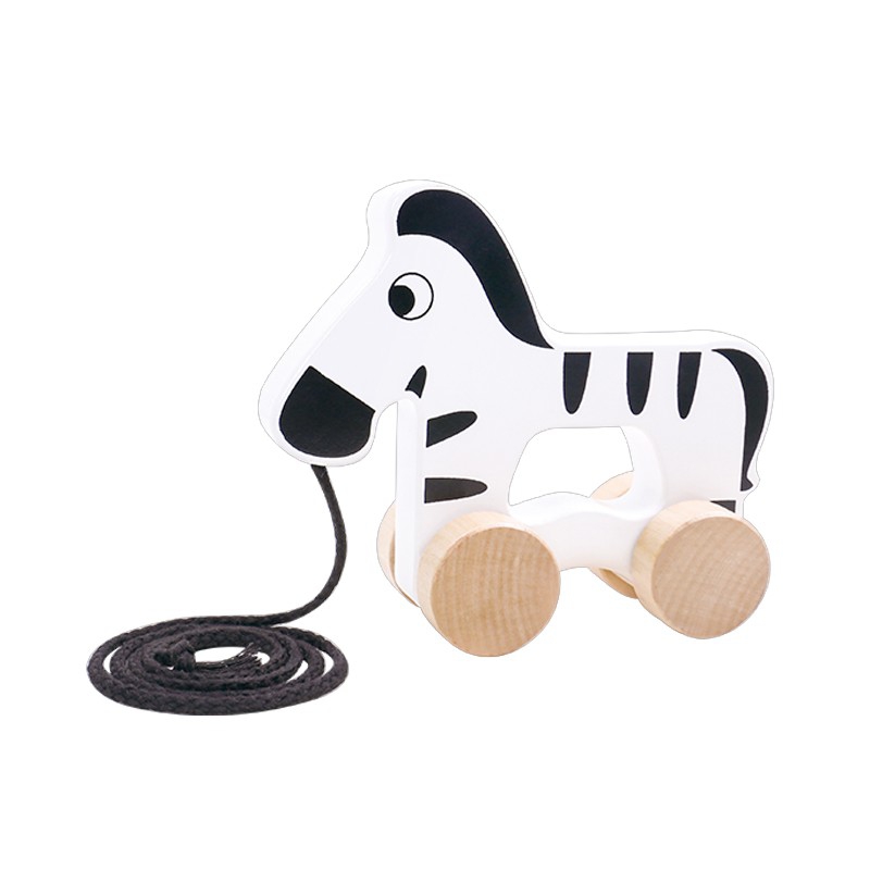 TOOKY TOY Drewniana Zebra do Ciągnięcia Pchania na Sznurku