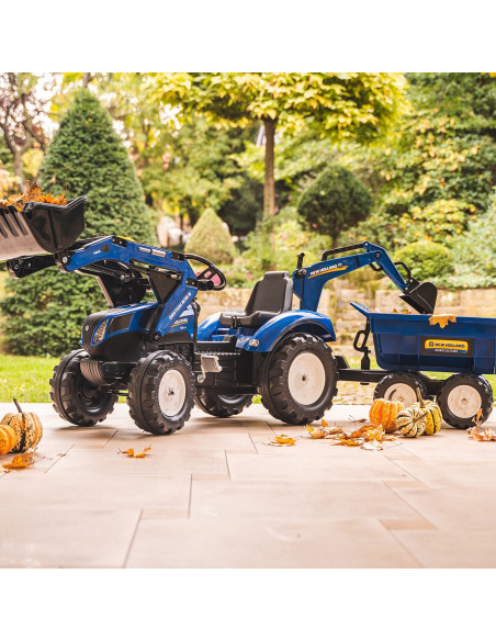 Falk Traktor na pedały New Holland z przyczepą oraz łyżką i koparką