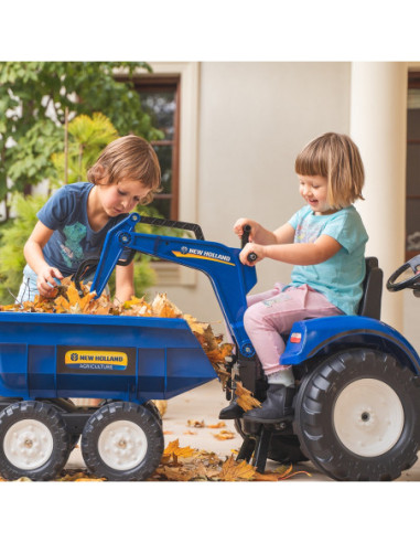 Falk Traktor na pedały New Holland z przyczepą oraz łyżką i koparką
