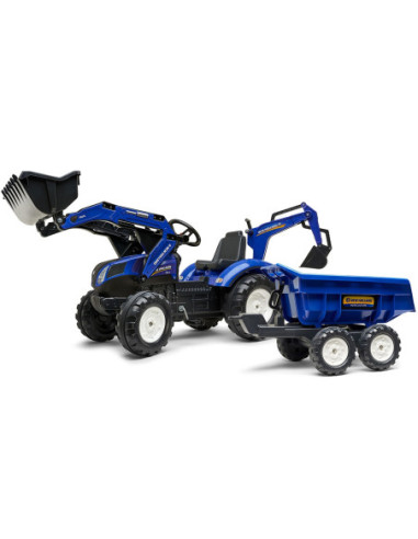 Falk Traktor na pedały New Holland z przyczepą oraz łyżką i koparką