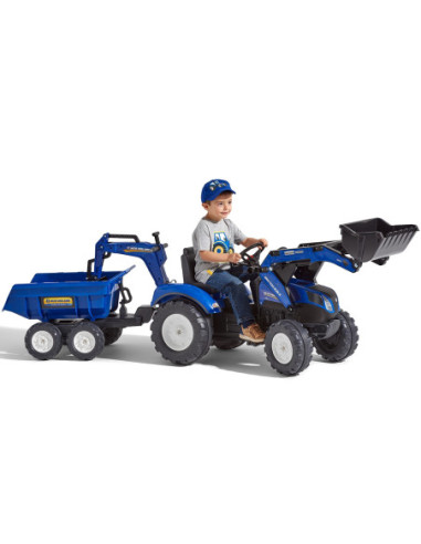Falk Traktor na pedały New Holland z przyczepą oraz łyżką i koparką
