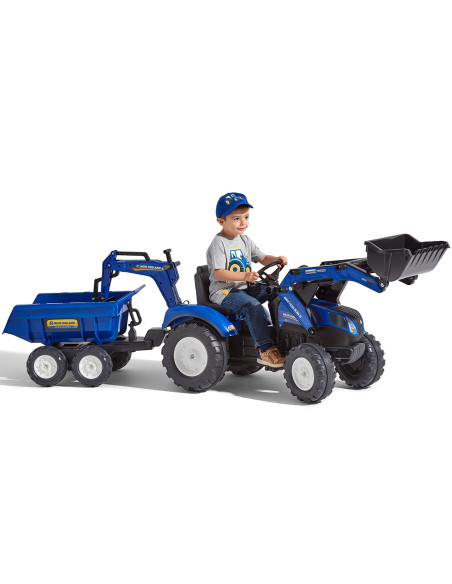 Falk Traktor na pedały New Holland z przyczepą oraz łyżką i koparką