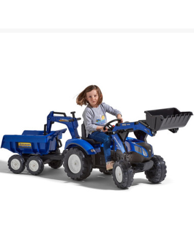 Falk Traktor na pedały New Holland z przyczepą oraz łyżką i koparką