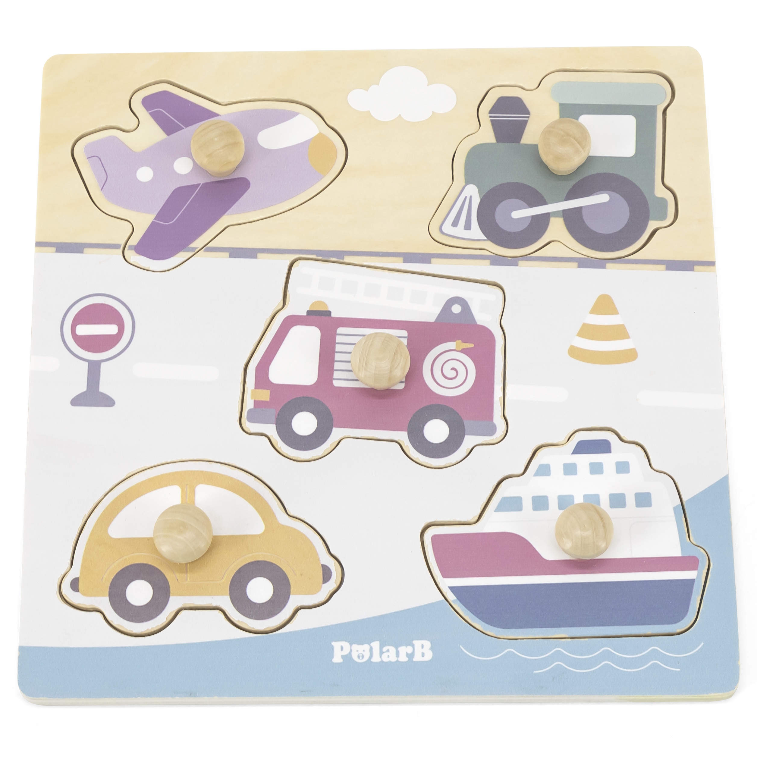 Polarb drewniane puzzle pojazdy z pinezkami