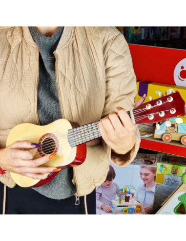 Viga Drewniana gitara dla dzieci Czerwona 21 cali 6 strun