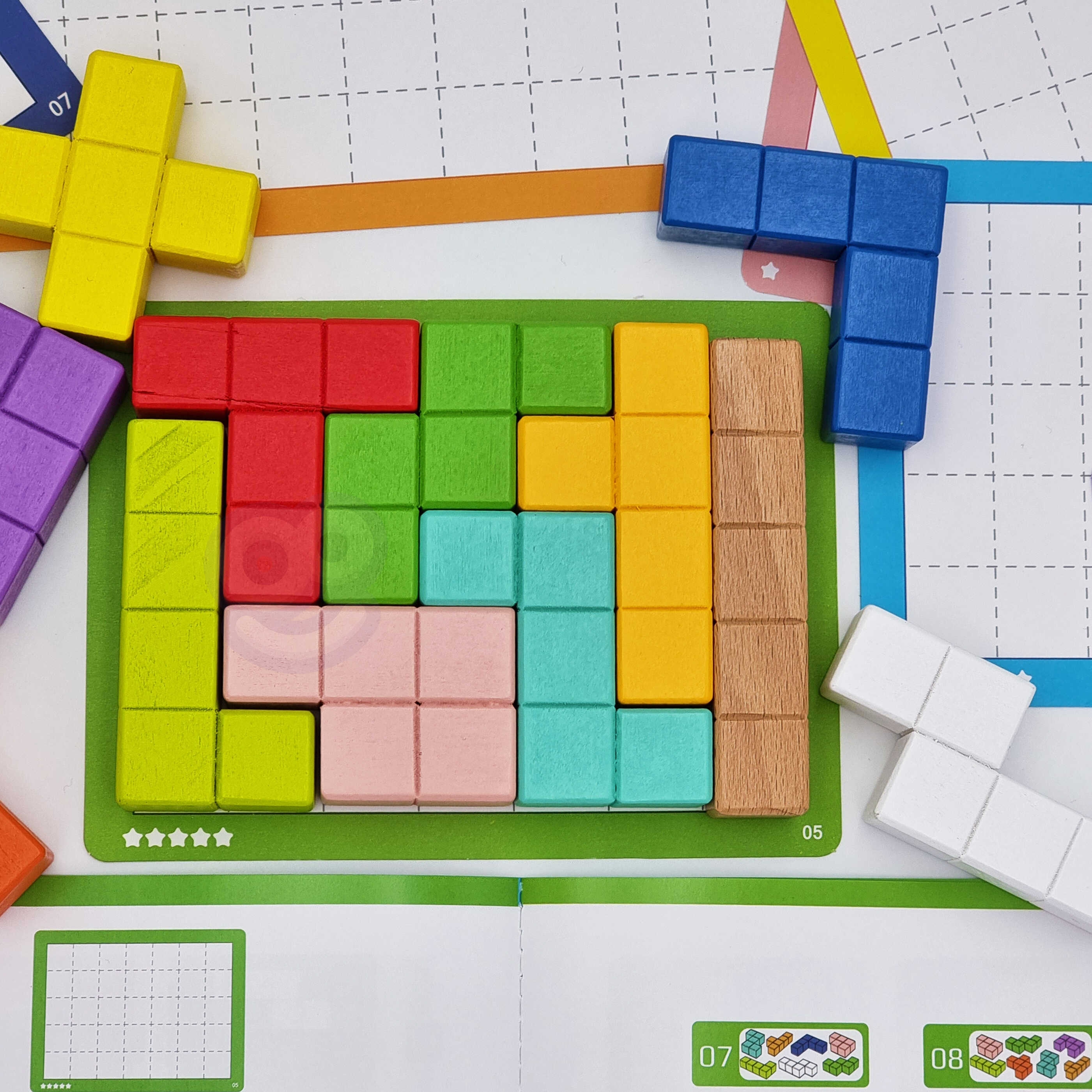 Układanka klocki tetris 10 poziomów trudności 22 el.