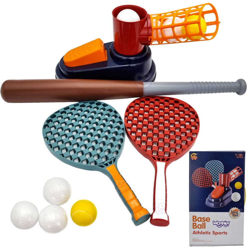 WOOPIE Zestaw Sportowy Baseball + Badminton dla Dzieci + 4 piłki