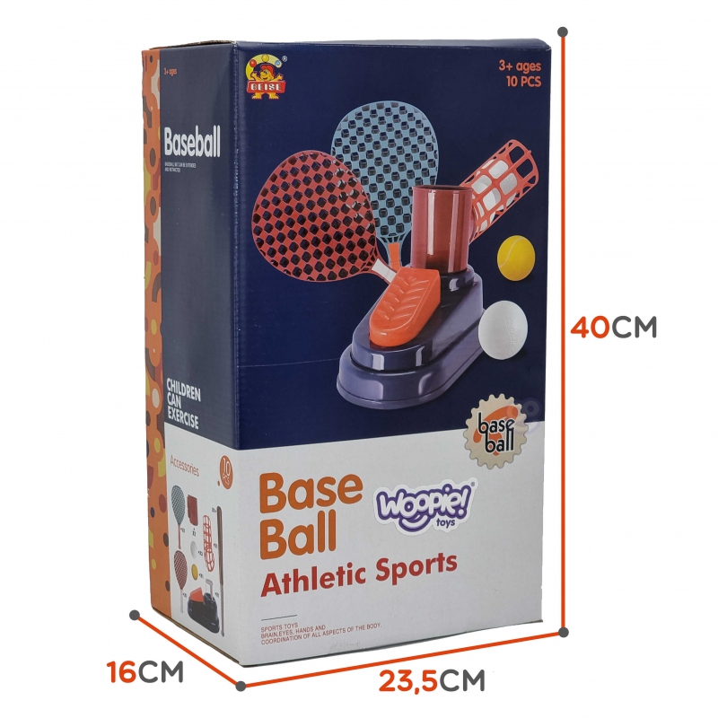 WOOPIE Zestaw Sportowy Baseball + Badminton dla Dzieci + 4 piłki