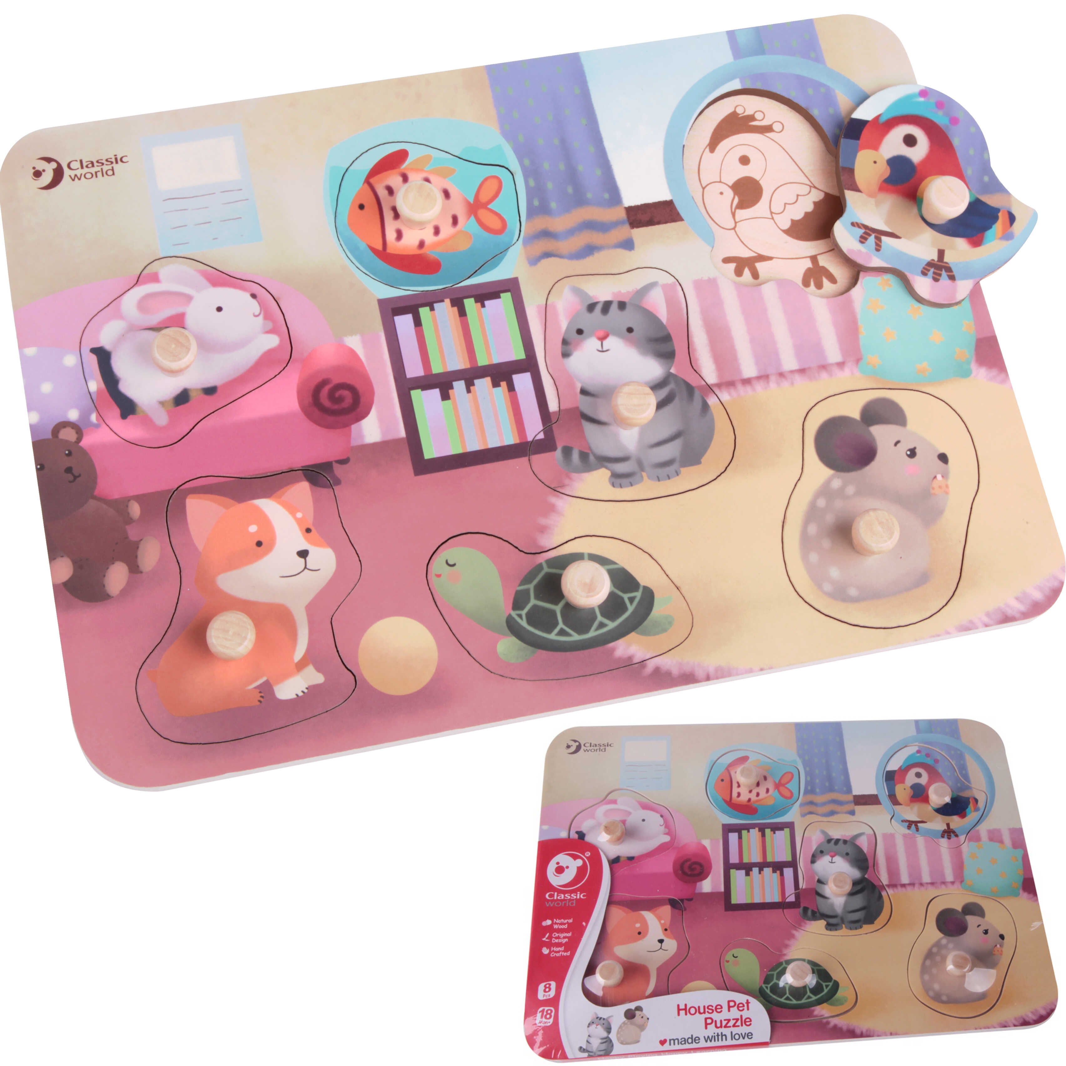 CLASSIC WORLD Układanka Montessori Puzzle Zwierzęta Dopasuj Kształty