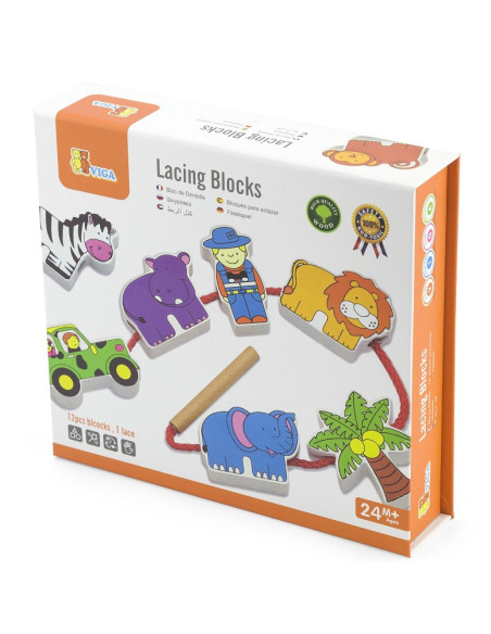 Viga Drewniana przeplatanka Klocki Zoo