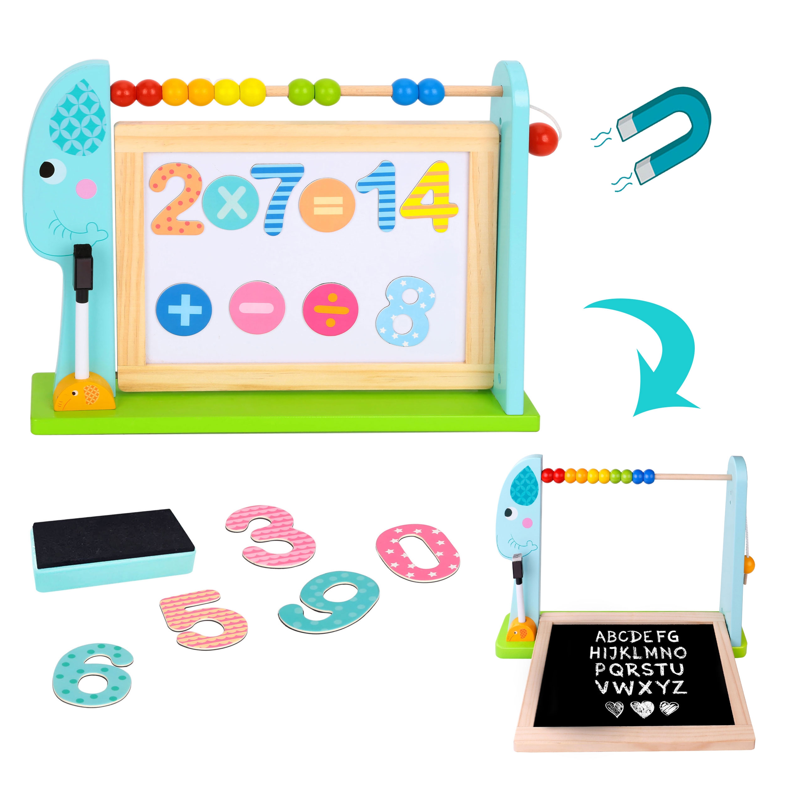 Edukacyjna tablica na biurko + 18 magnetycznych elementów