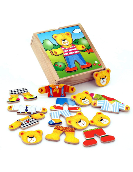 Viga Drewniane Puzzle Układanka Ubierz Misia
