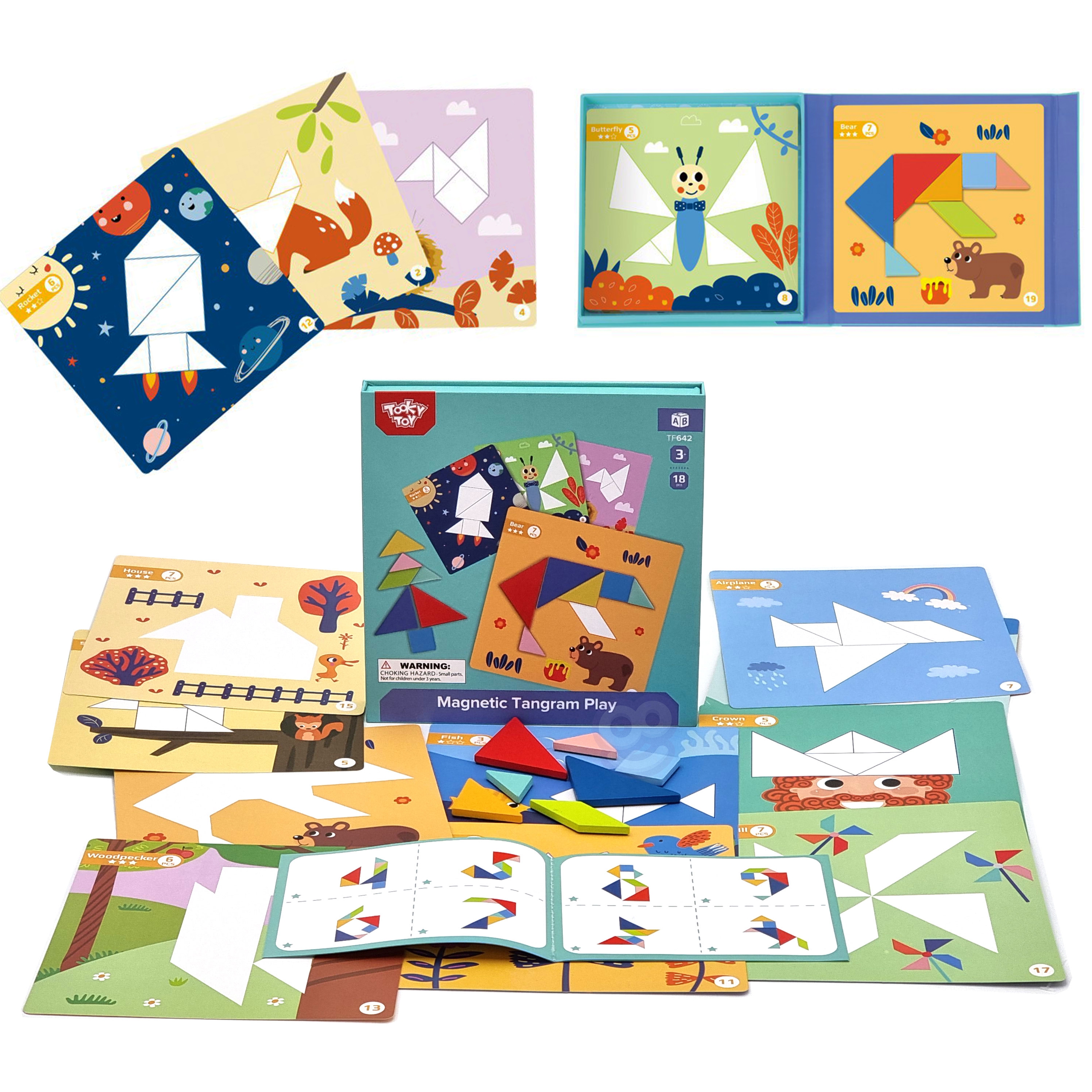Puzzle tangram układanka dla dzieci nauka kształtów figury kształty 18el.