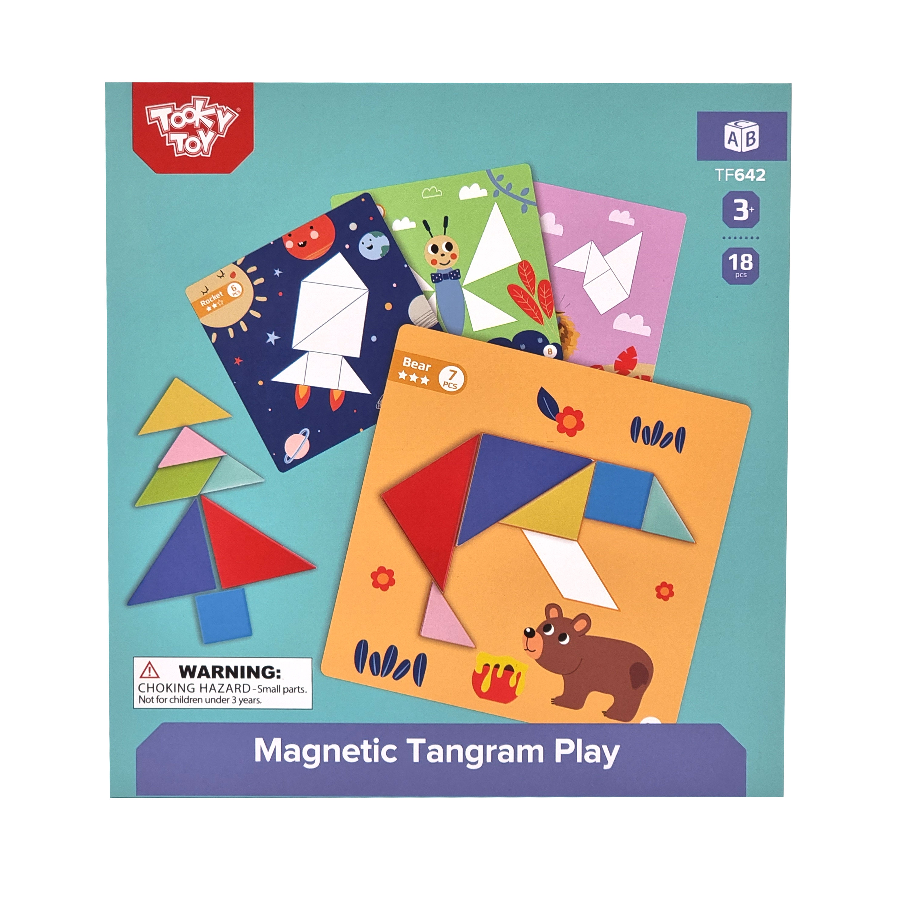 Puzzle tangram układanka dla dzieci nauka kształtów figury kształty 18el.