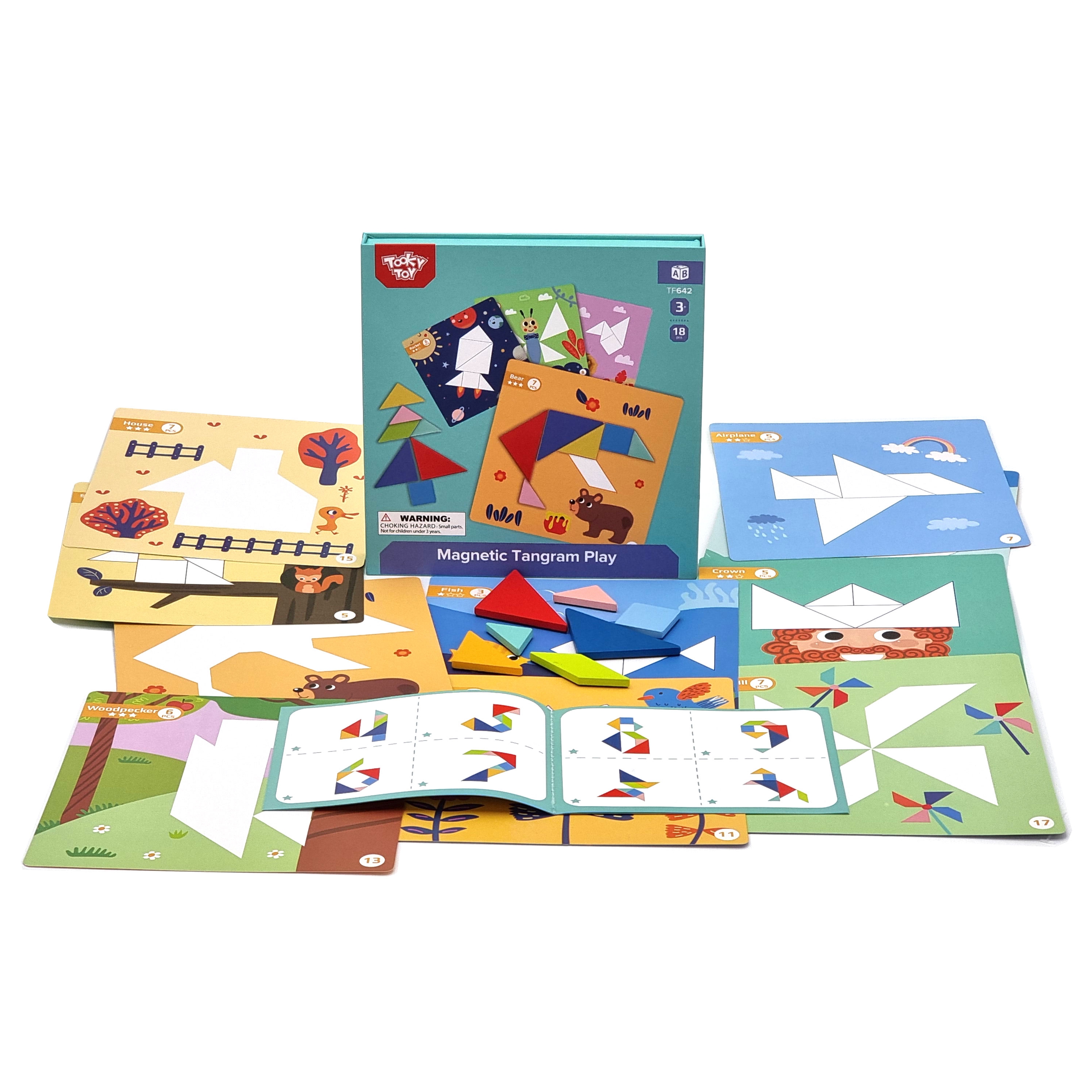 Puzzle tangram układanka dla dzieci nauka kształtów figury kształty 18el.
