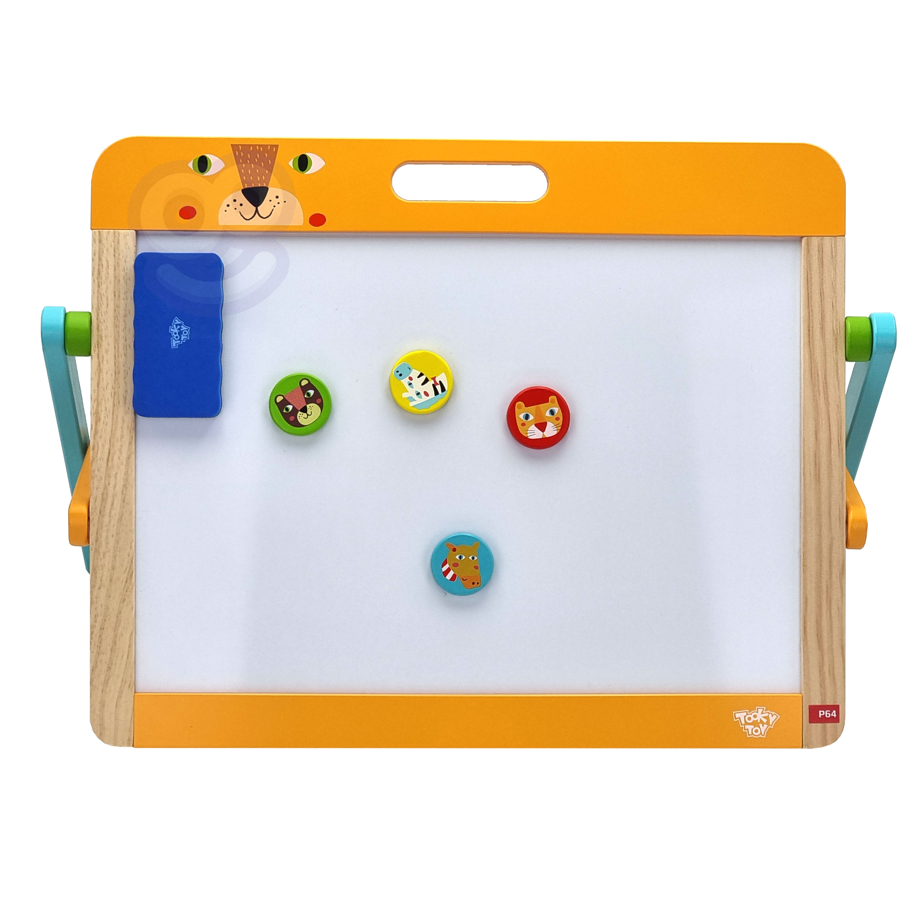 Tablica edukacyjna 2w1 magnetyczna kredowa dla dzieci magnesy gąbka 6 el.