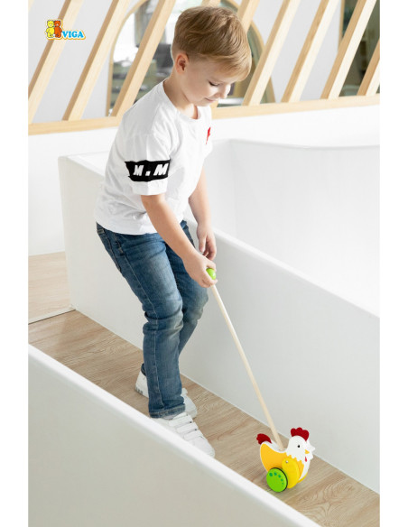 Viga Toys Drewniany Pchacz Kogucik