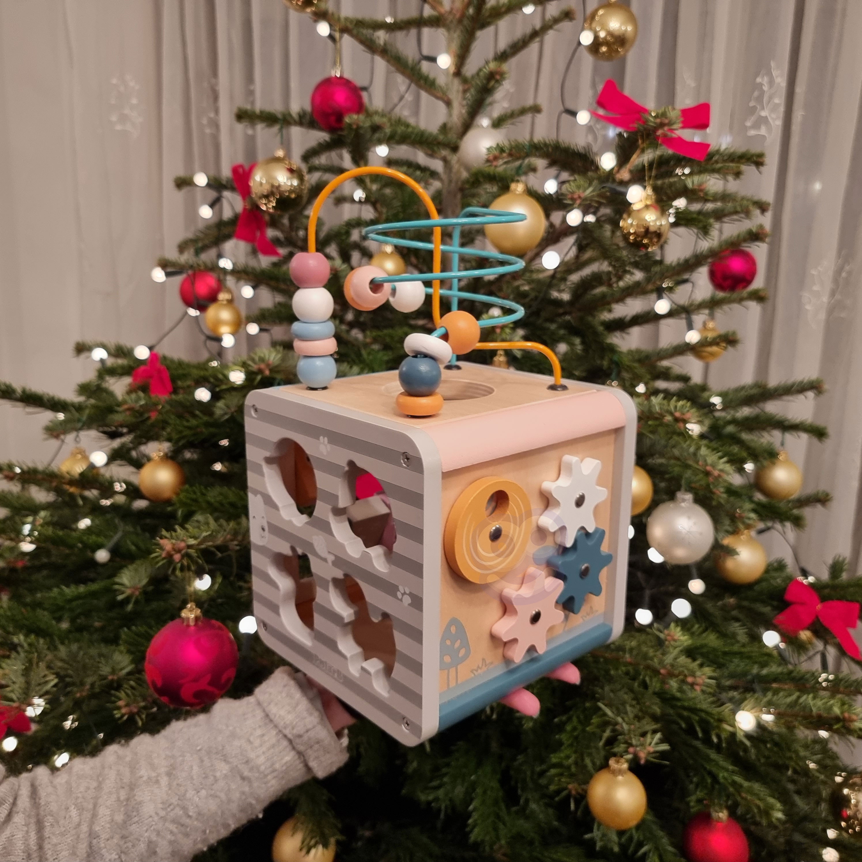 Polarb activity box drewniane edukacyjne centrum gier 5w1 kostka