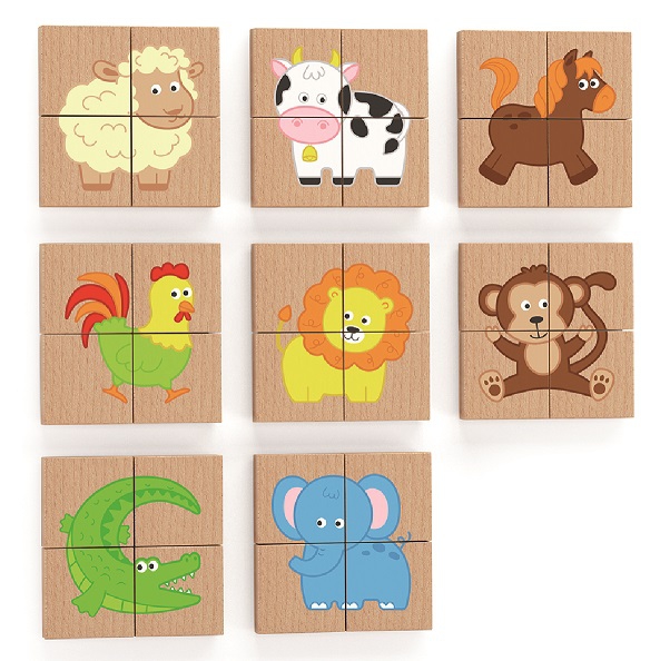 Drewniane puzzle magnetyczne zwierzęta układanka certyfikat fsc