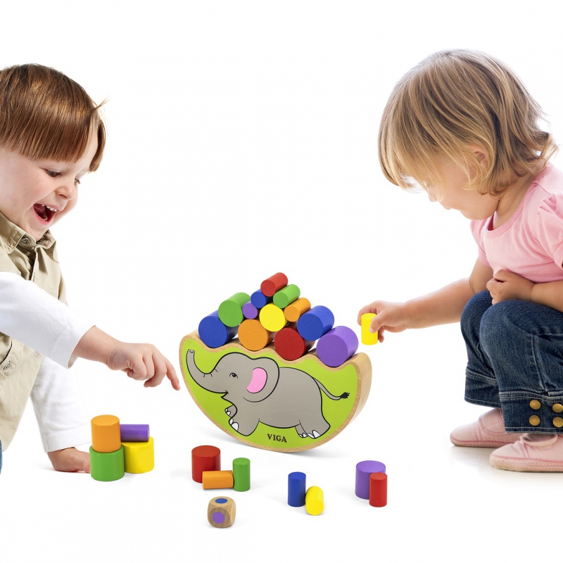 Drewniana układanka Balansujący Słoń Viga Toys Montessori