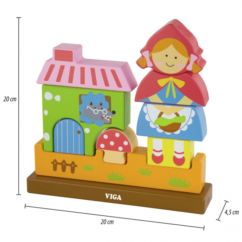 Drewniane Klocki magnetyczne Viga Zestaw Czerwony Kapturek 10 Elementów