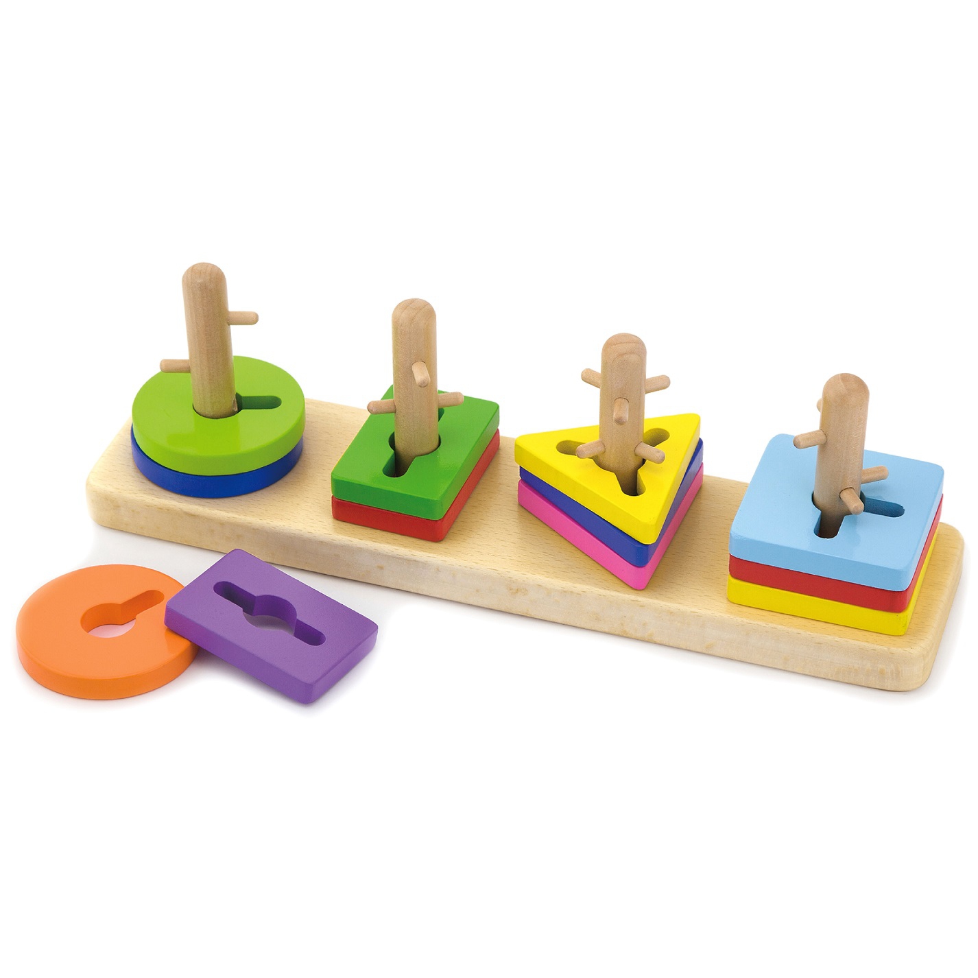 Drewniane klocki z sorterem kształtów montessori