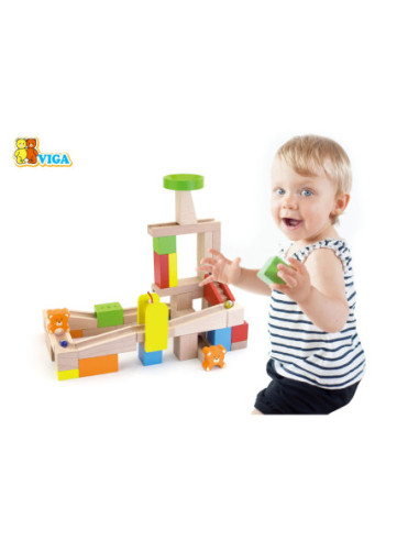 Viga Drewniany Tor na kulki Kulodron 49 elementów