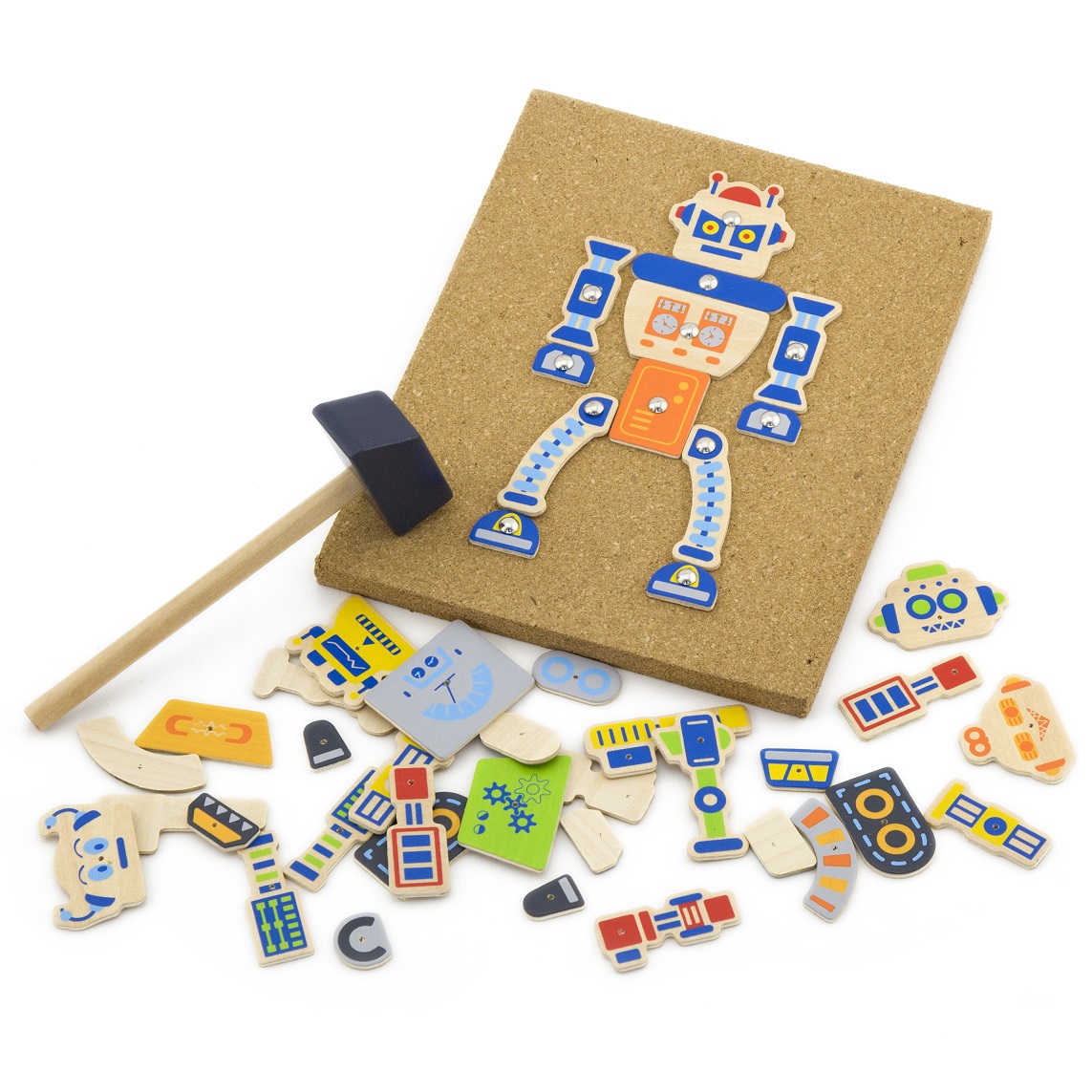 Drewniana przybijanka roboty 45 elementów montessori