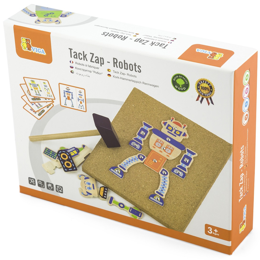 Drewniana przybijanka roboty 45 elementów montessori