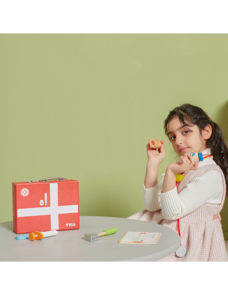 Viga Drewniany zestaw małego lekarza w walizce