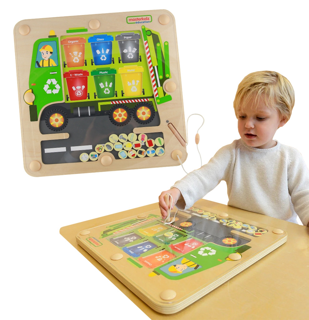 Tablica magnetyczna segregowanie odpadów ciężarówka do recyklingu montessori