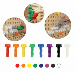 MASTERKIDZ Kolorowe Śrubki Do Tablicy Kreatywnej Naukowej STEM 512 Sztuk Mix Kolorów