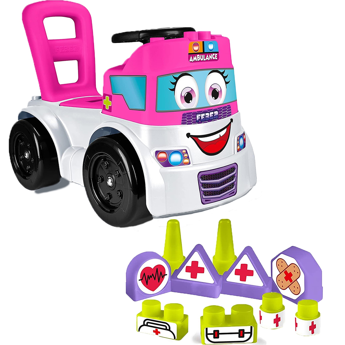 Jeździk 3w1 ambulans + 10 klocków z medycznym motywem