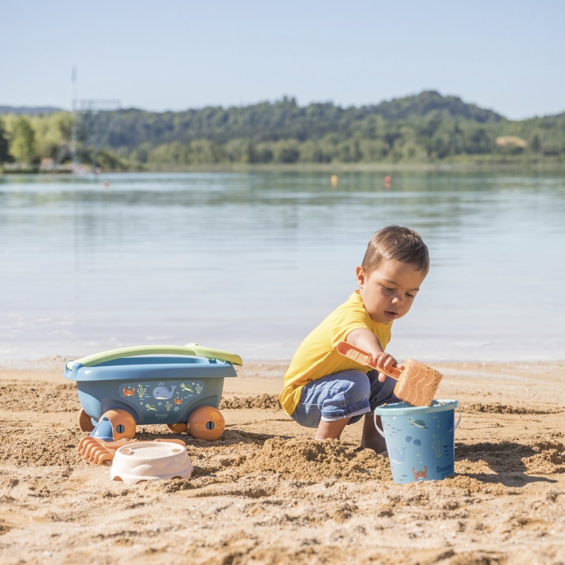 Smoby Wózek z wiaderkiem i akcesoriami do piasku z bioplastiku