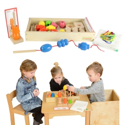 Duża Sznurowanka Kolorowa Drewniana Masterkidz (Zestaw 1)