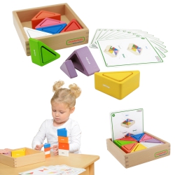 Wooden Game for Kids Coloured Blocks and Cups Triangles Masterkidz