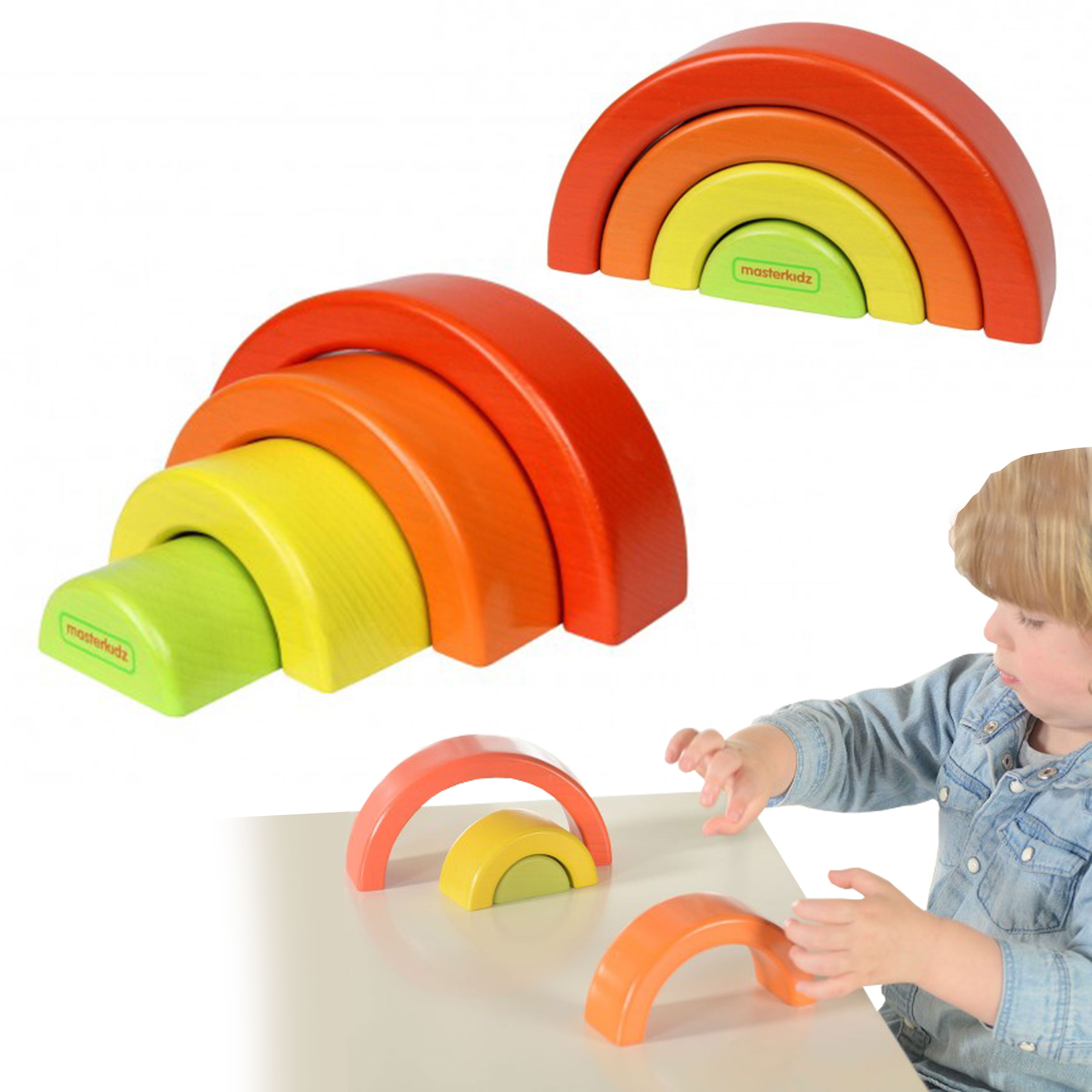 Drewniane puzzle układanka tęcza montessori