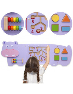 Sensoryczna tablica manipulacyjna Hipopotam drewniana Viga Toys