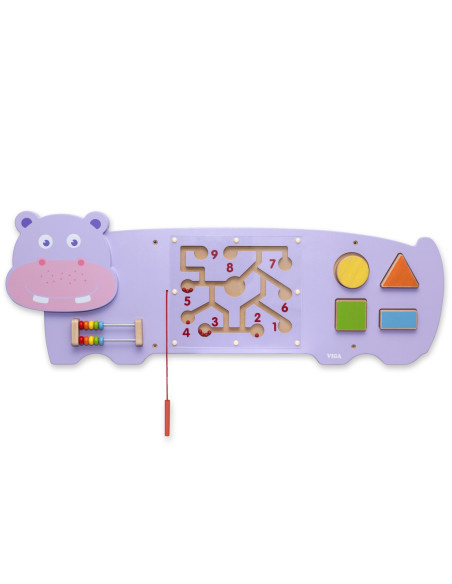 Sensoryczna tablica manipulacyjna Hipopotam drewniana Viga Toys