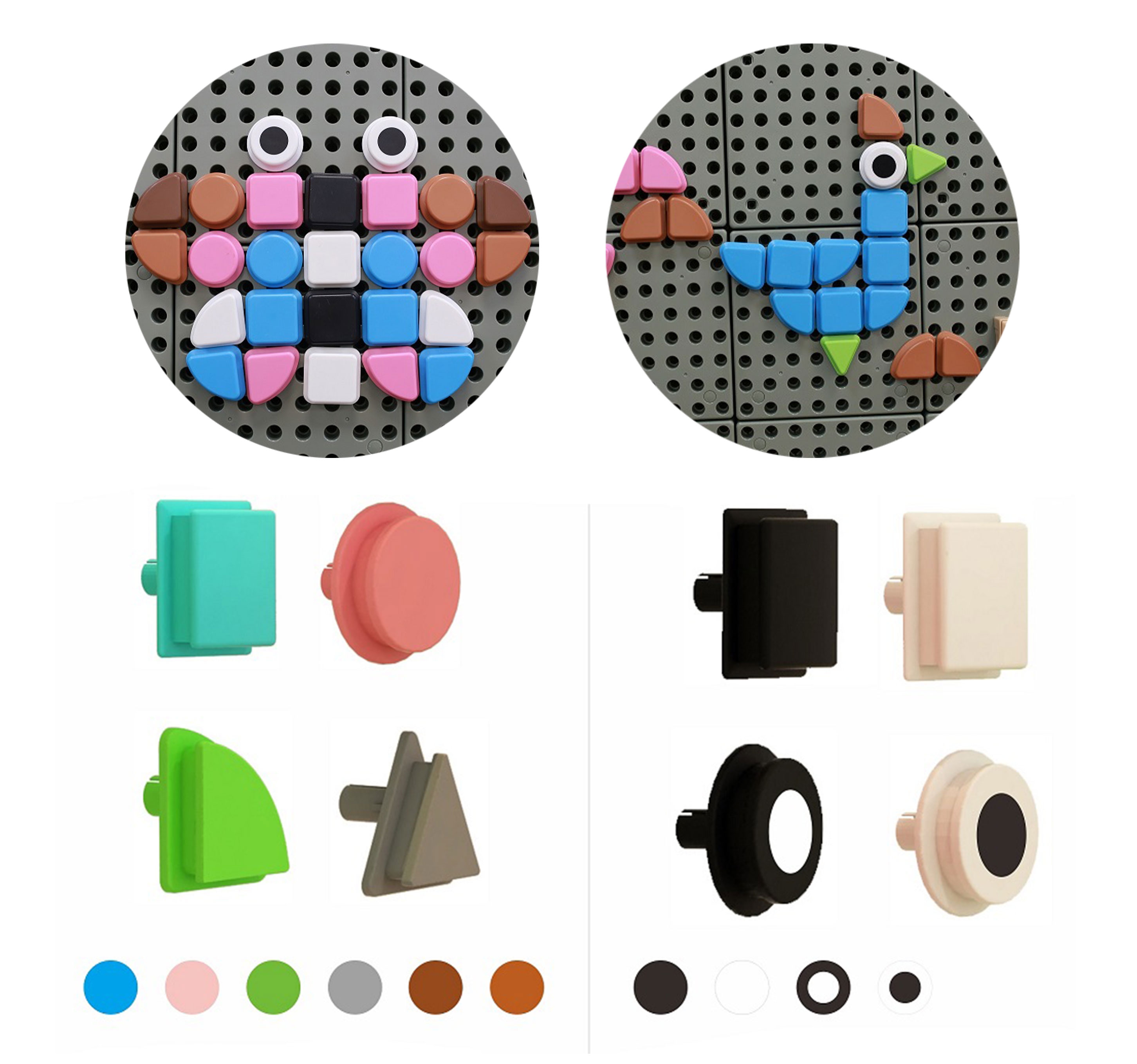 Zestaw kołeczki w kształcie figur geometrycznych 64szt do tablic stem