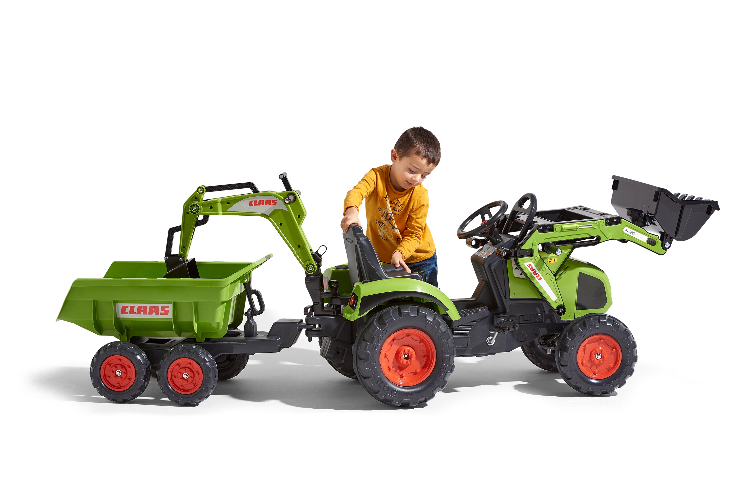Traktor claas na pedały z przyczepą, łyżką i spychaczem od 3 lat