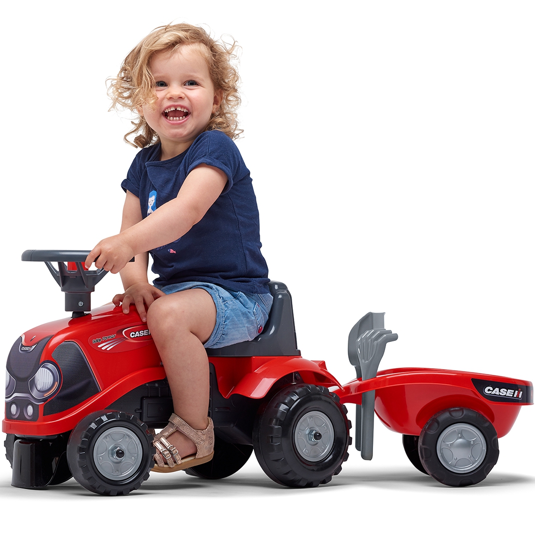 Jeździk traktorek baby case ih ride-on czerwony z przyczepką + akc. od 12 miesięcy