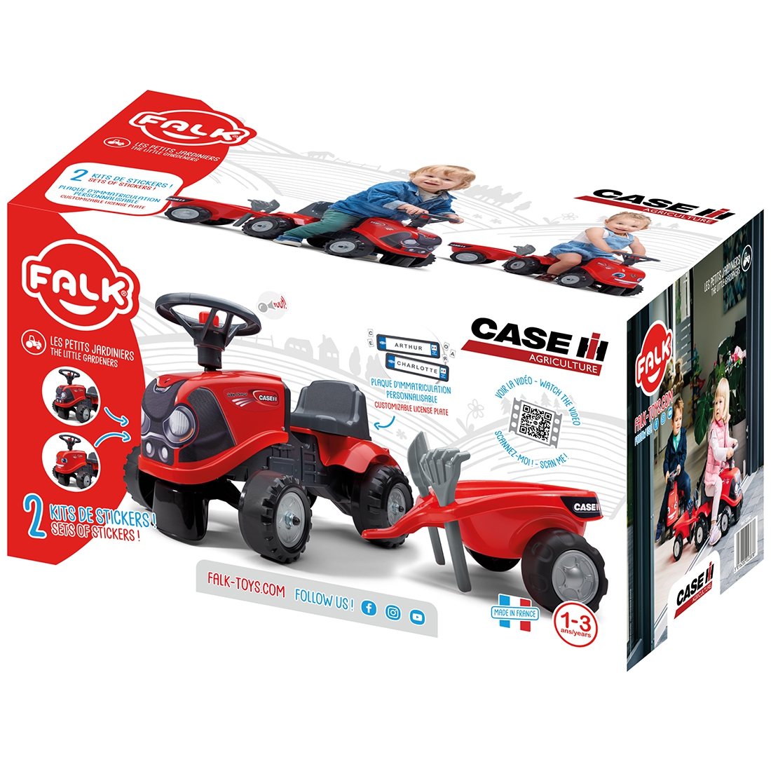 Jeździk traktorek baby case ih ride-on czerwony z przyczepką + akc. od 12 miesięcy