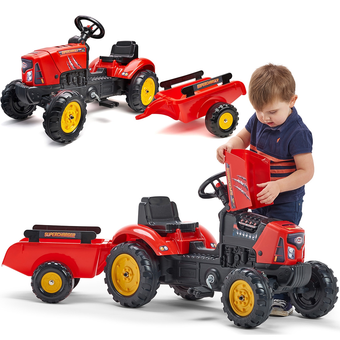 Traktorek red supercharger czerwony otwierana maska od 2 lat