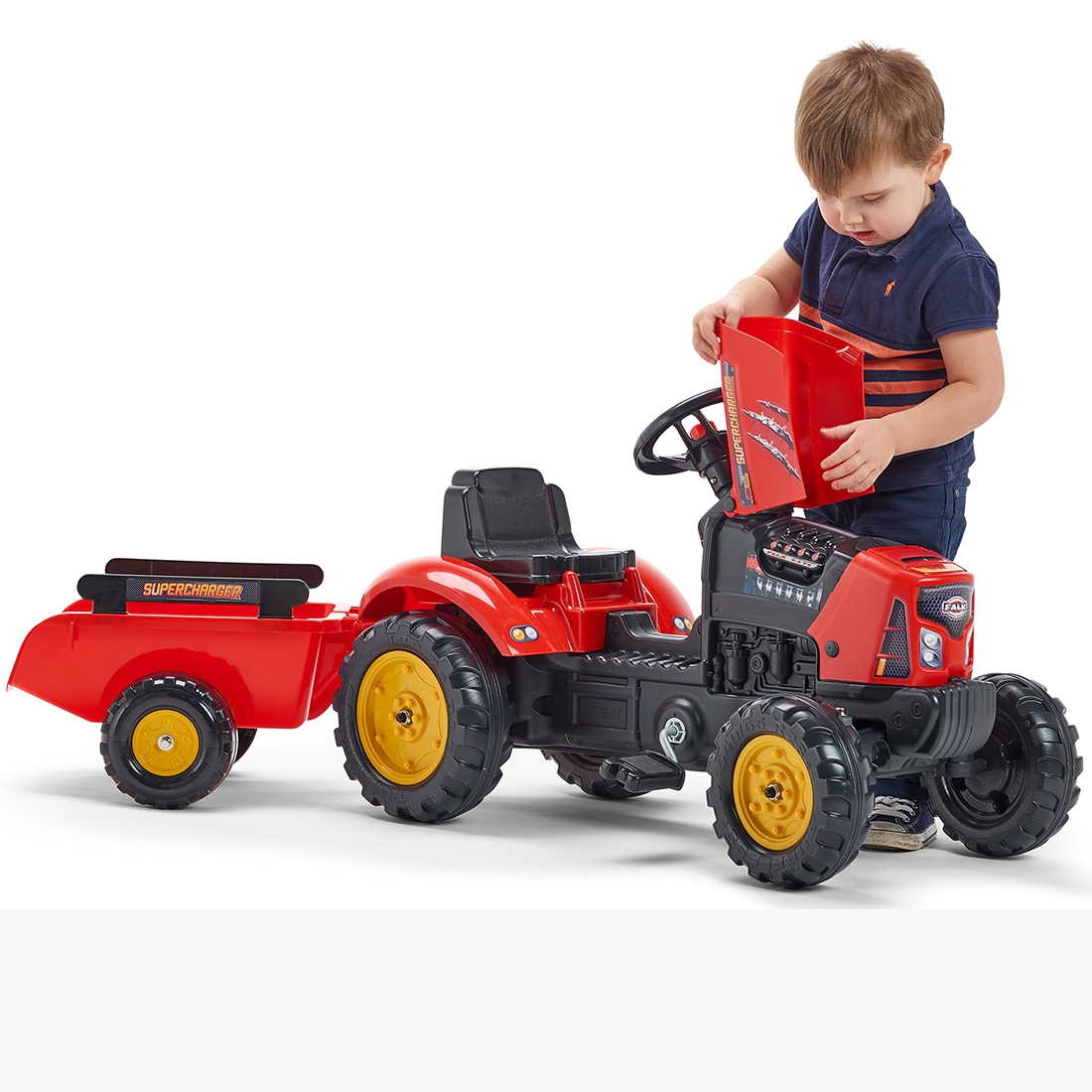Traktorek red supercharger czerwony otwierana maska od 2 lat