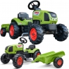 FALK Claas Green Pedal Tractor with Trailer + Horn from 2 Years.