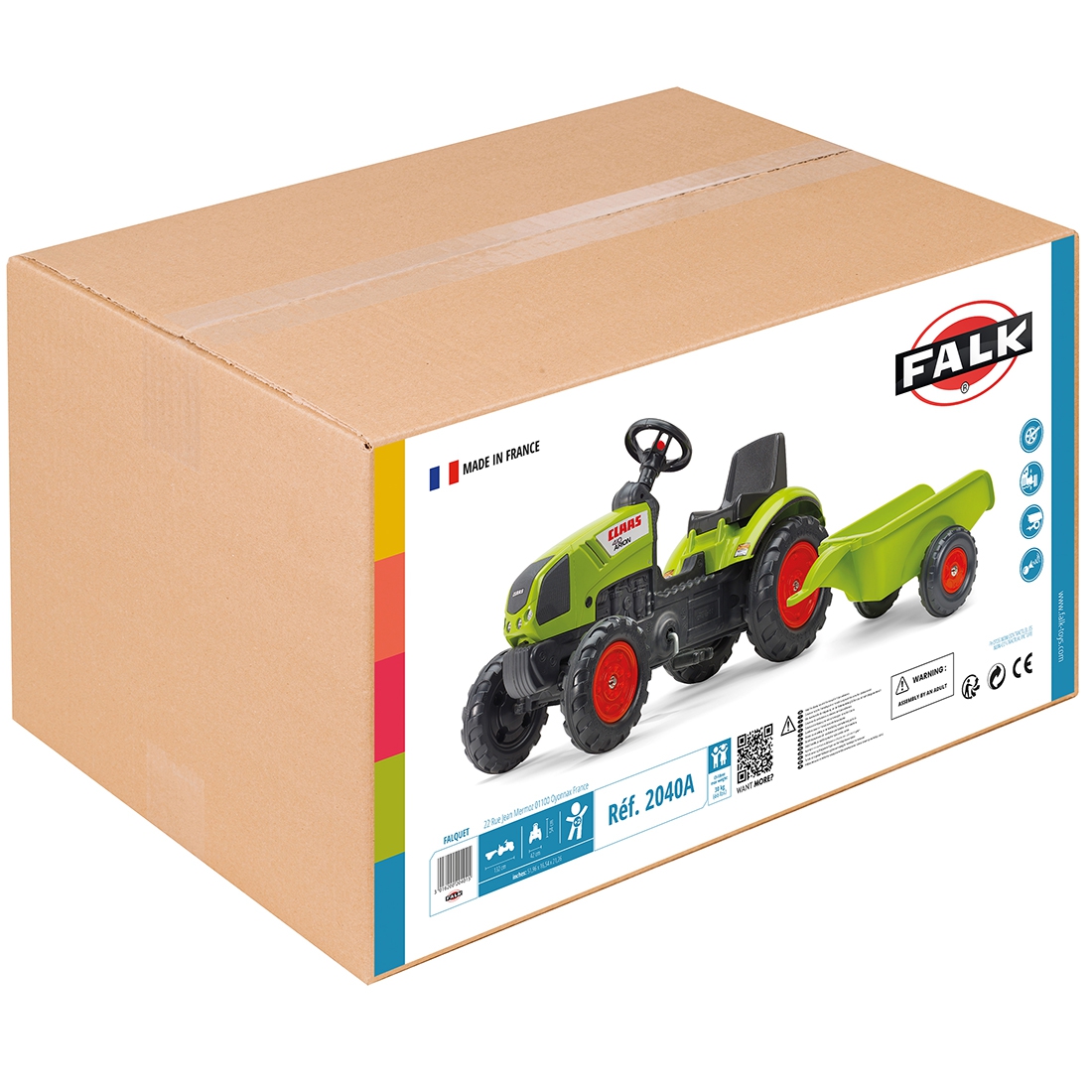 Traktor claas zielony na pedały z przyczepą + klakson od 2 lat.