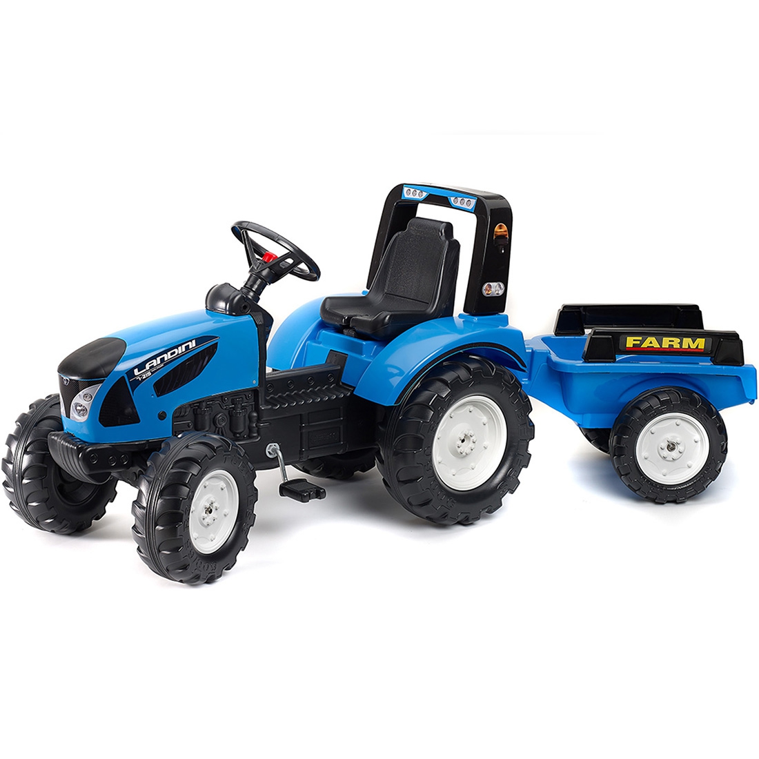 Traktor landini niebieski na pedały z przyczepką od 3 lat