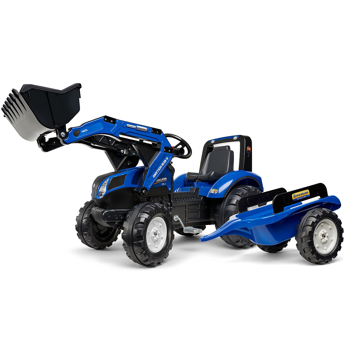 Traktor new holland niebieski na pedały z przyczepką od 3 lat