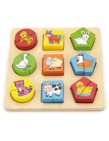 Puzzle Edukacyjne Drewniane Viga Zwierzęta